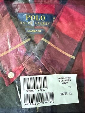 Ralph Lauren Burgundy and Black Plaid Classic Fit Shirt